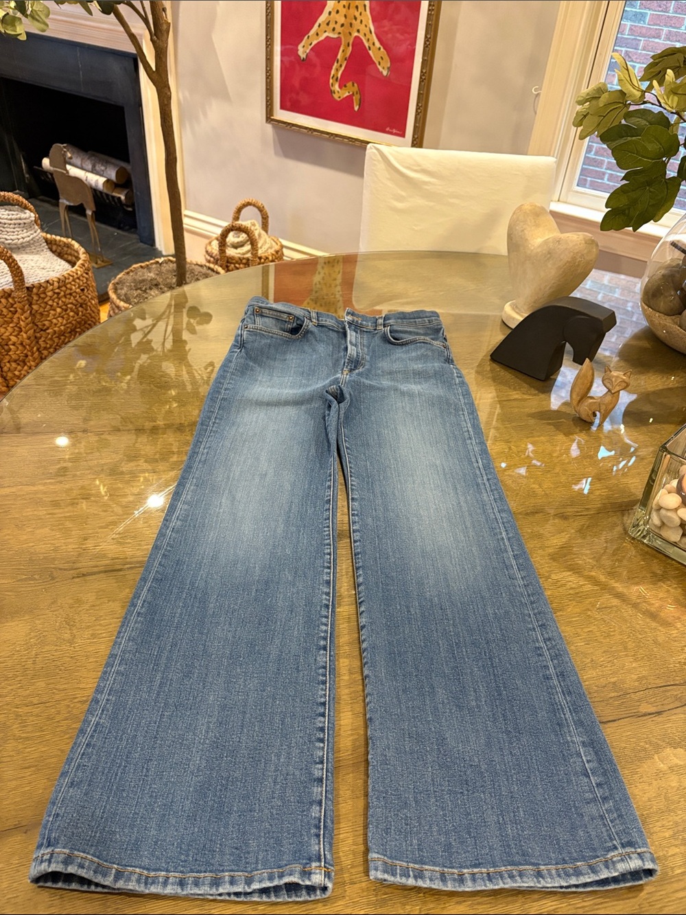 Jeanerica Jeans & Co. Pyramid jeans, size 31 wide leg, medium wash.